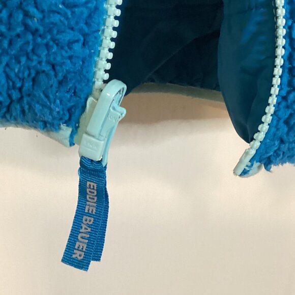 Eddie Bauer Kids Reversible Blue Hooded Puffer Coat Sherpa Lined Jacket S/P 6 - Picture 7 of 11